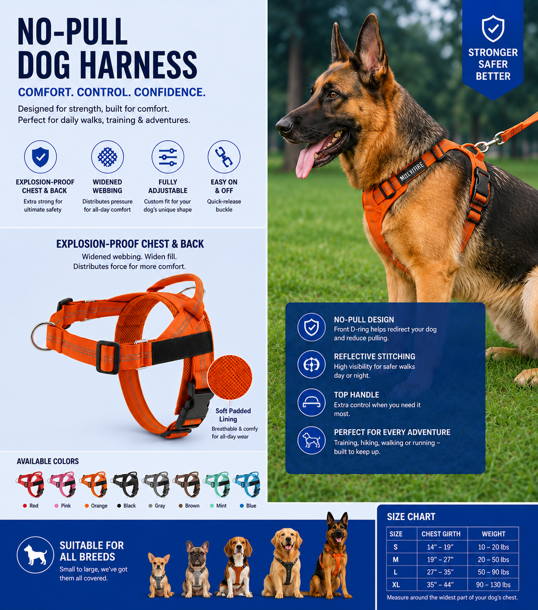 Easy-to-cover Lightweight Dog Breast Strap Hand Holding Rope