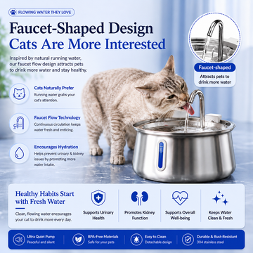 4L Water Drop Large Capacity Pet Stainless Steel Water Dispenser