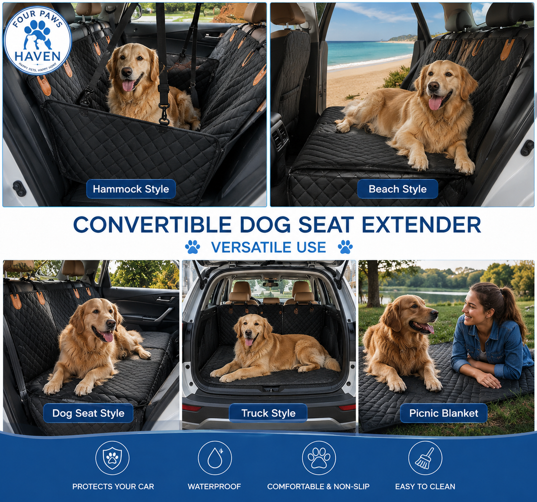 Hard-Bottom Dog Car Seat Cover — Waterproof Backseat Hammock & Seat Extender